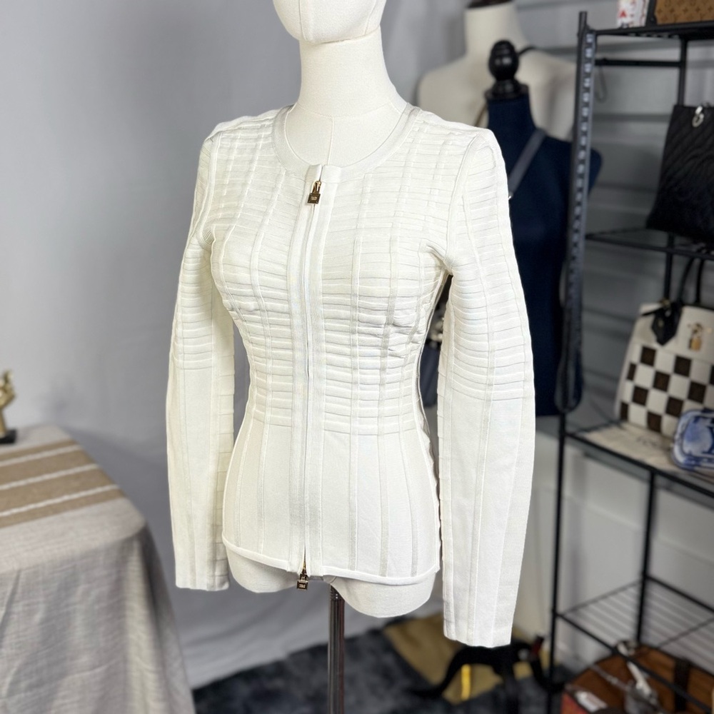 NEW! Herve Leger Off-White Alabaster Flo Jacket - Picture 2 of 16